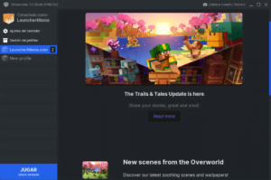 sklauncher: captura de pantalla del launcher con la sesión iniciada por el usuario "LauncherMania"